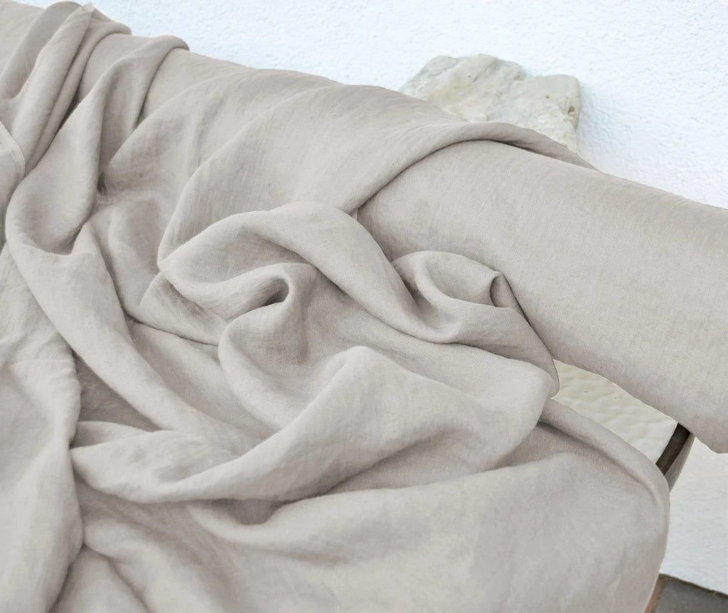 Soft Washed Natural Linen Fabric for Sewing & Upholstery – 58" Wide