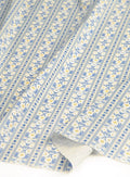Blue Floral Striped Cotton Fabric – Soft Plain Weave