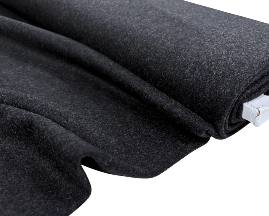 Charcoal Flecked Wool Fabric – Brushed Medium Weight