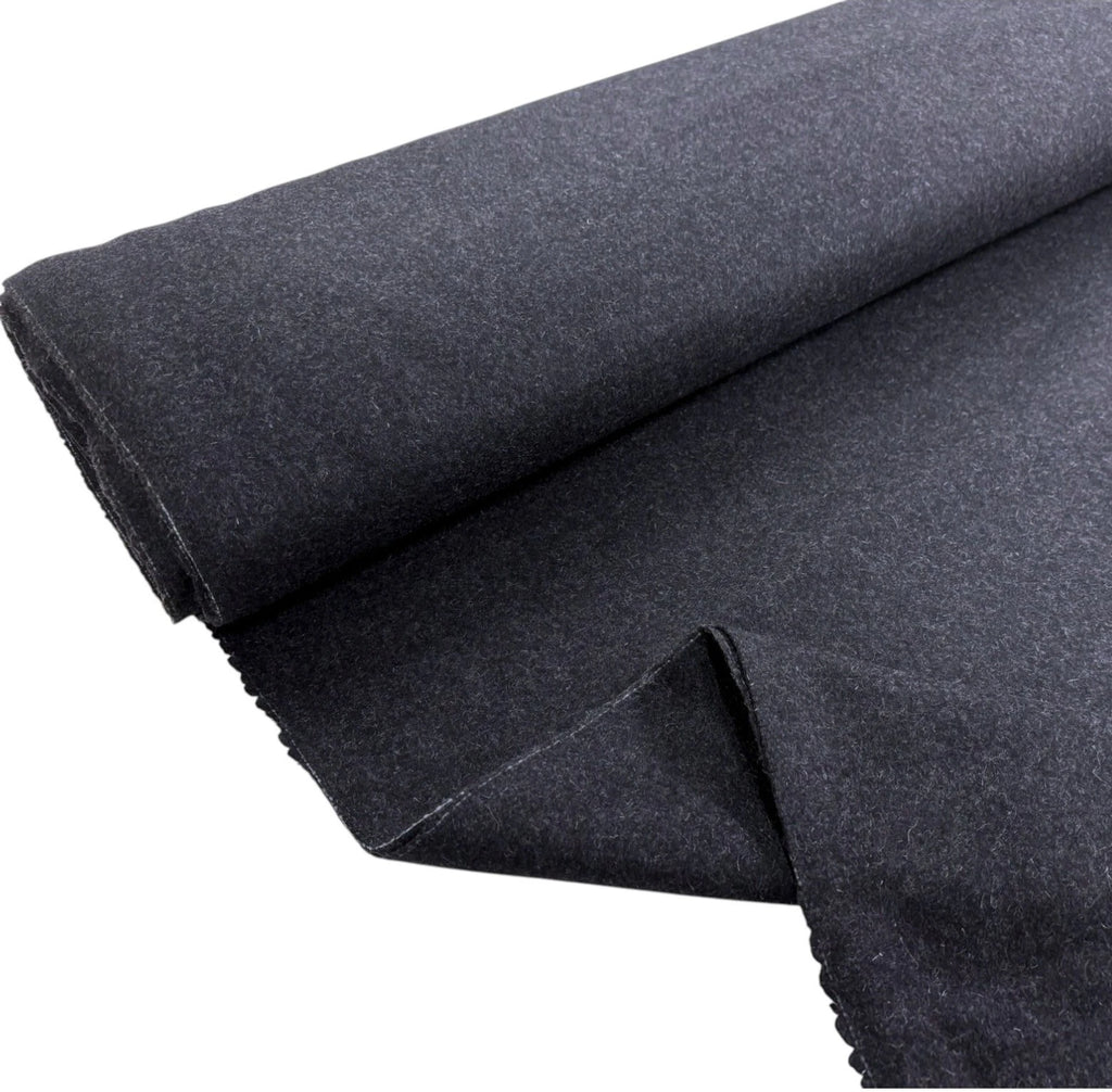 Charcoal Flecked Wool Fabric – Brushed Medium Weight