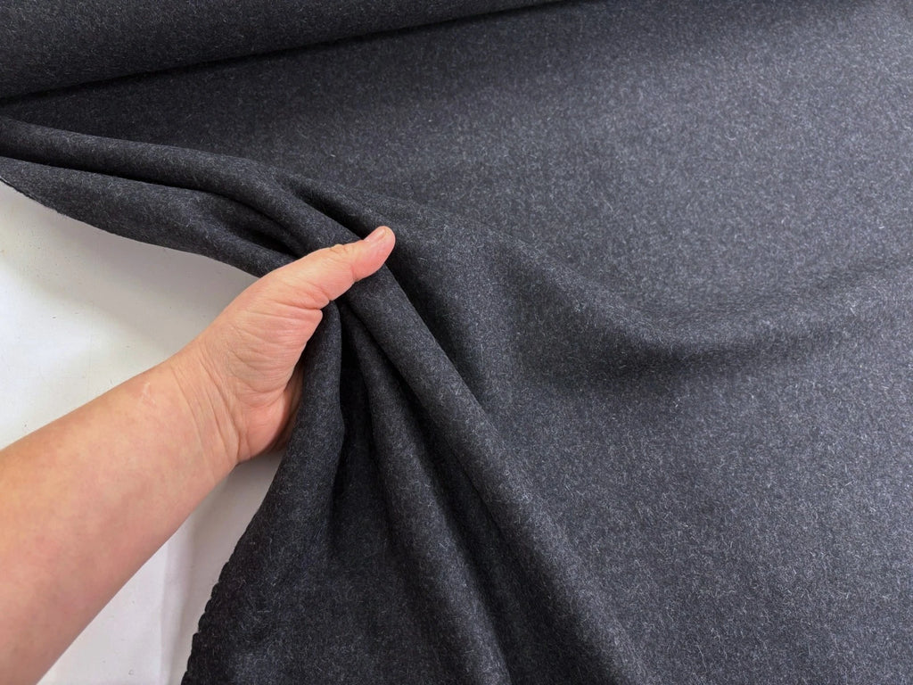 Charcoal Flecked Wool Fabric – Brushed Medium Weight