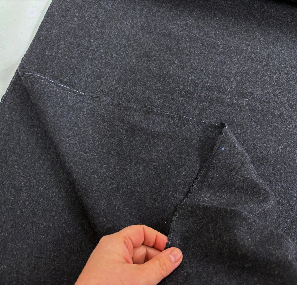 Charcoal Flecked Wool Fabric – Brushed Medium Weight