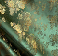 Green Gold Floral Brocade Fabric – 60" Wide